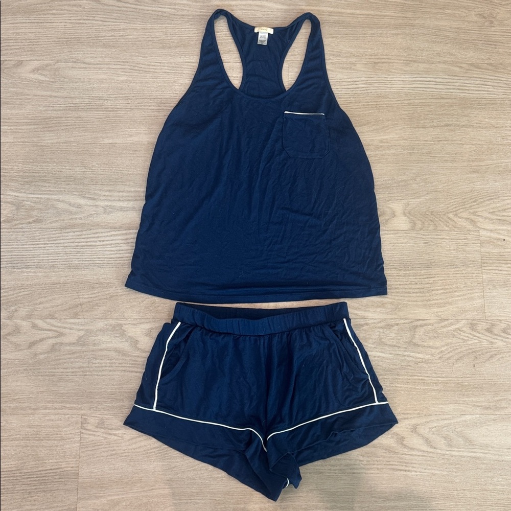 Eberjey Gisele The Tank Set Navy Ivory PJ Pajamas Set sz S - Picture 2 of 3